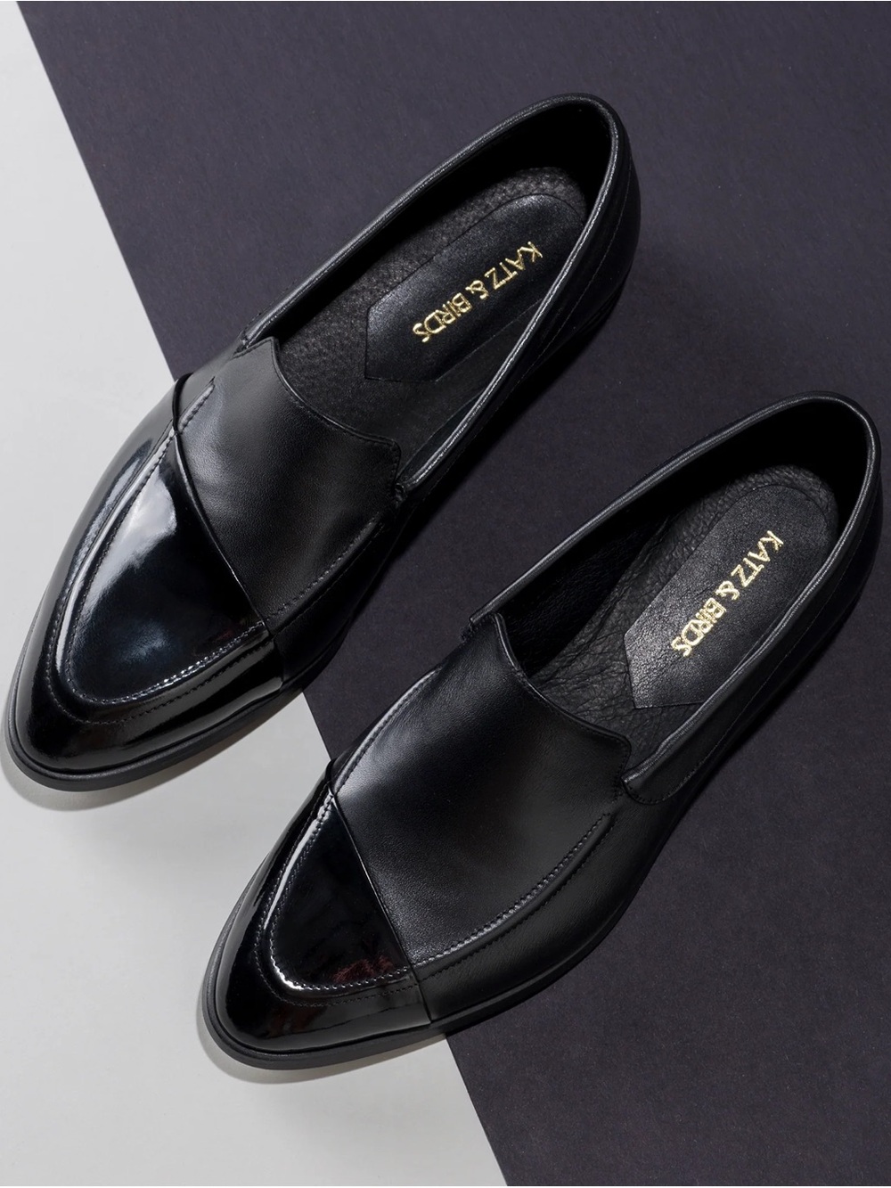 Katz & Birds Berlin Black Leather Patent Moccasin Loafers EU 42 Handmade - Picture 12 of 12